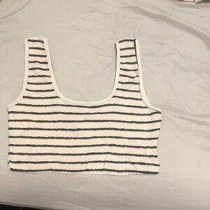 Free People Beach crop tank ivory with stripes